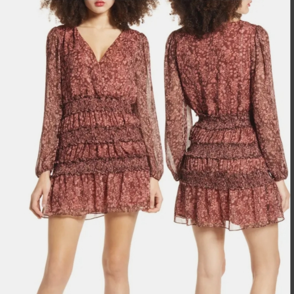 Socialite Long Sleeve Floral Print Minidress